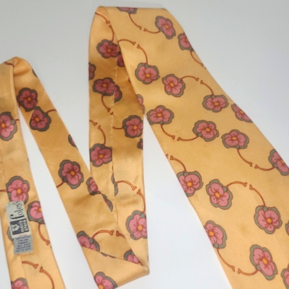 Peter Max Silk Tie Signed Pop Art Vintage Peach Pink Green Floral Pastel Print - Picture 5 of 11